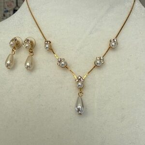 Wedding Prom Costume Jewelry Set necklace earrings pearl